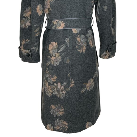 Rebecca Taylor Jacquard Coat 0 Grey Combo Floral Wool Blend Belted Quiet Luxury - Picture 13 of 15